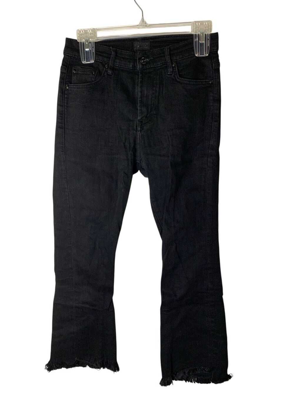 Mother Insider Crop Step Fray Speed Racer jeans black women's size 27